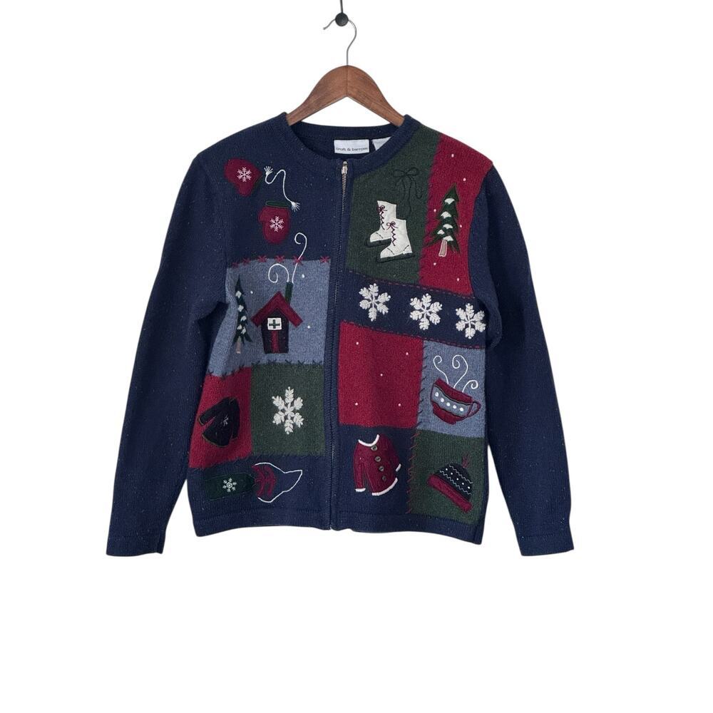 Croft & Barrow blue Holiday Cardigan S Cottagecore